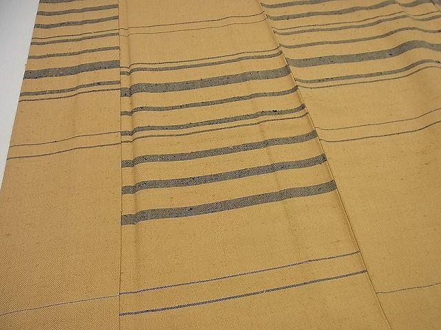平和屋本店▽超希少 伊兵衛織 工芸手織 単衣 横段文 証紙付き 逸品3s5055