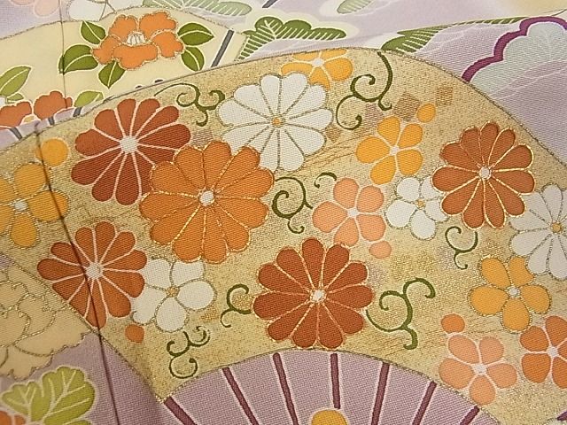平和屋本店■極上 創業460年・千總 訪問着 道長扇面花文 暈し染 金彩 三越扱い 逸品s5965