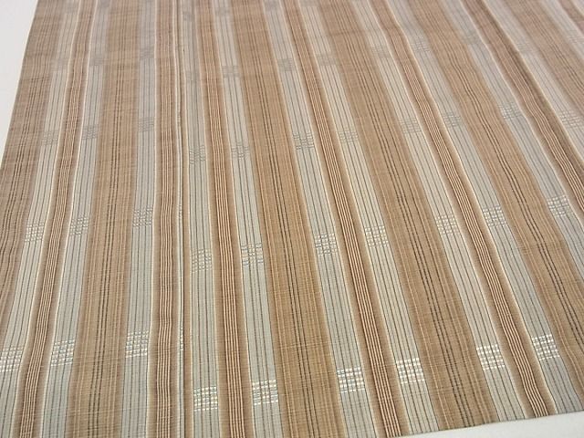 平和屋本店▽超希少 林郁作 茶色ぼかし・縞・藍 ロートン織 紬 単衣 三越扱い 証紙付き 逸品 未使用s7065