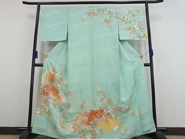 平和屋本店■極上 野口真造 大彦二代目 江戸染繍友禅 訪問着 駒刺繍 冊子に萩 金糸 逸品s8568