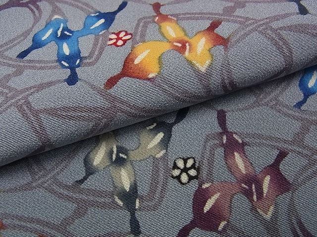 平和屋本店●最高級 城間栄順 本場琉球紅型 小紋 草花文 反端付き 逸品 未使用2s9271