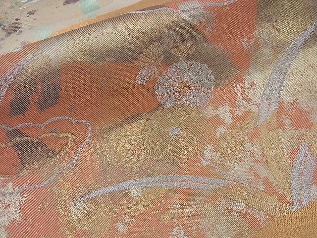 平和屋着物■六通柄袋帯 雲取り花文 金銀糸 逸品 n-sa1291