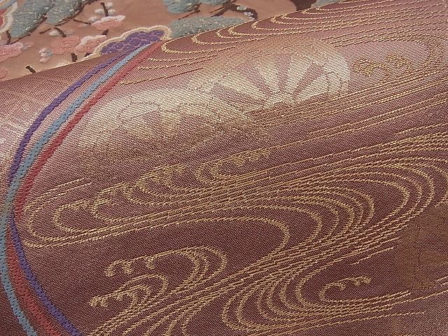 平和屋着物■六通柄袋帯 檜扇吉祥花文 金糸 逸品 n-sa1704