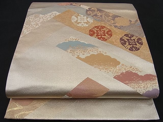 平和屋着物■六通柄袋帯 慶長松皮文 金銀糸 逸品 n-sa1787