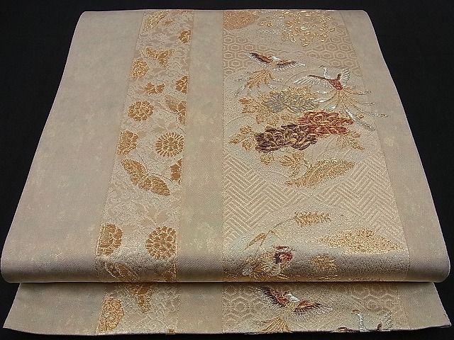 平和屋着物■六通柄袋帯 花鳥間道 金銀糸 逸品 n-sa1796