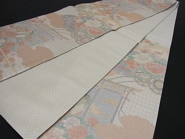 平和屋着物■宝舞本佐賀錦 六通柄袋帯 雲取り孔雀花文 九百錦 逸品 n-sa1818