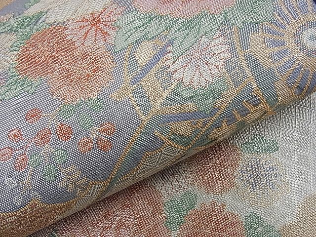 平和屋着物■宝舞本佐賀錦 六通柄袋帯 雲取り孔雀花文 九百錦 逸品 n-sa1818