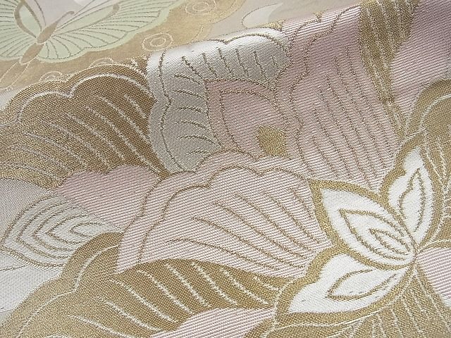 平和屋着物■六通柄袋帯 舞蝶花唐草文 金銀糸 逸品 n-sa2168