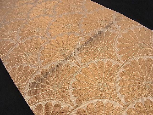 平和屋着物■六通柄袋帯 菊青海波 金糸 逸品 n-sa2190