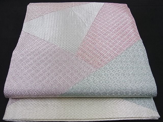 平和屋着物■本佐賀錦 六通柄袋帯 切嵌吉祥文 銀糸 逸品 n-sa2312