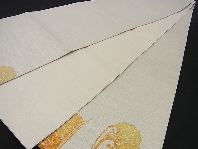 平和屋着物■太鼓柄袋帯 古代砂子綴 波涛菊花文 金銀糸 逸品 n-sa2332