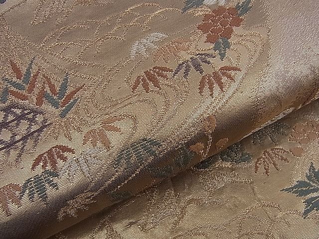 平和屋着物■六通柄袋帯 唐織 松竹梅 御所車草花文 金糸 逸品 n-sa2446