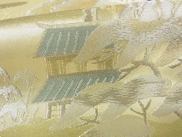 平和屋着物■六通柄袋帯 風景文 金銀糸 逸品 sf0419