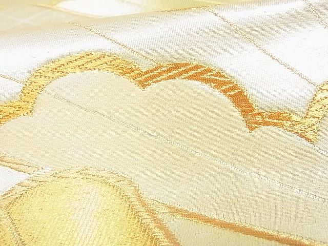 平和屋着物■六通柄袋帯 扇面雲重ね文 金糸 逸品 sf0462