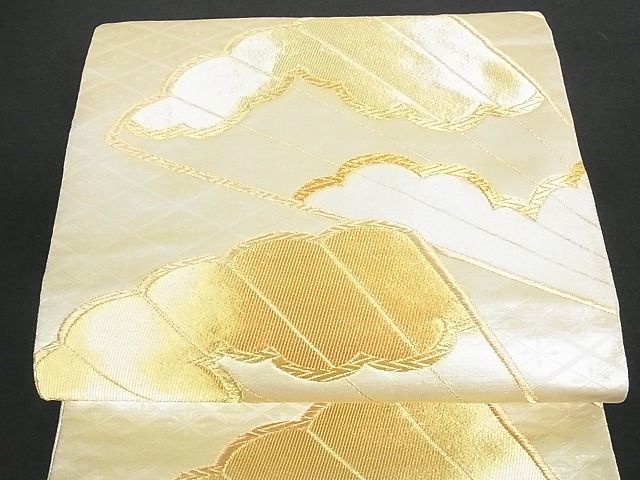 平和屋着物■六通柄袋帯 扇面雲重ね文 金糸 逸品 sf0462
