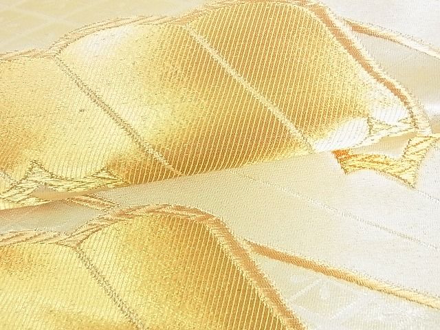 平和屋着物■六通柄袋帯 扇面雲重ね文 金糸 逸品 sf0462