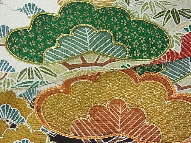 平和屋着物■豪華黒留袖 駒刺繍 風景笹竹松文 暈し染め 金彩 逸品 sf0636