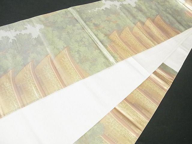 平和屋着物■六通柄袋帯 樹林風景文 金銀糸 逸品 sf0739