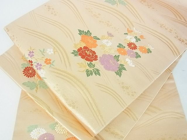 平和屋着物■六通柄袋帯 立波花文 金糸 逸品 sf1056
