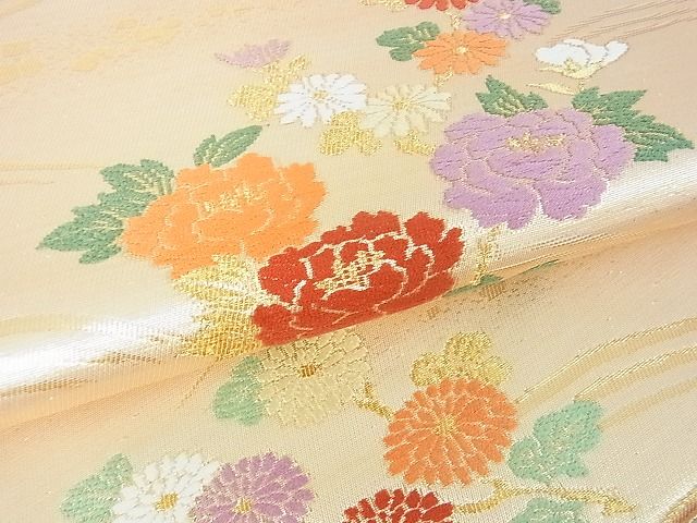 平和屋着物■六通柄袋帯 立波花文 金糸 逸品 sf1056
