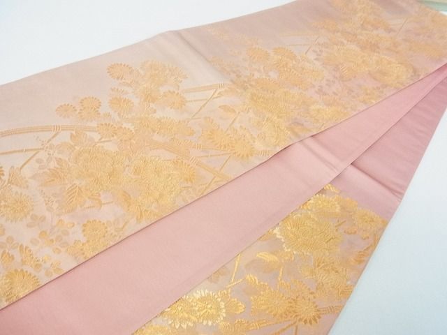 平和屋着物■六通柄袋帯 蒔絵光垣草花文 金糸 逸品 sf1057
