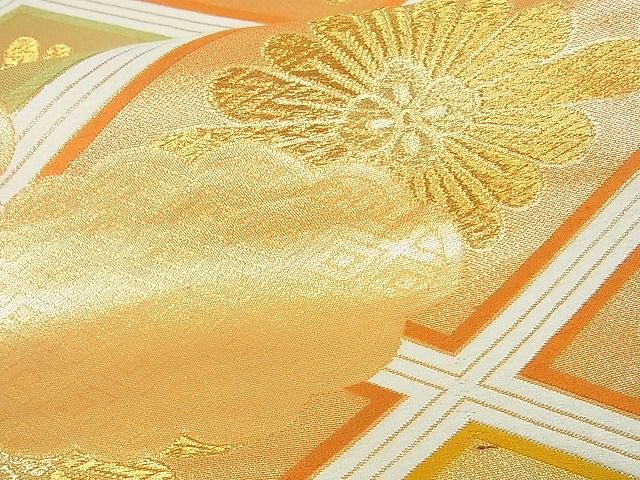 平和屋着物■六通柄袋帯 雲取り花菱文 金糸 逸品 sf1148