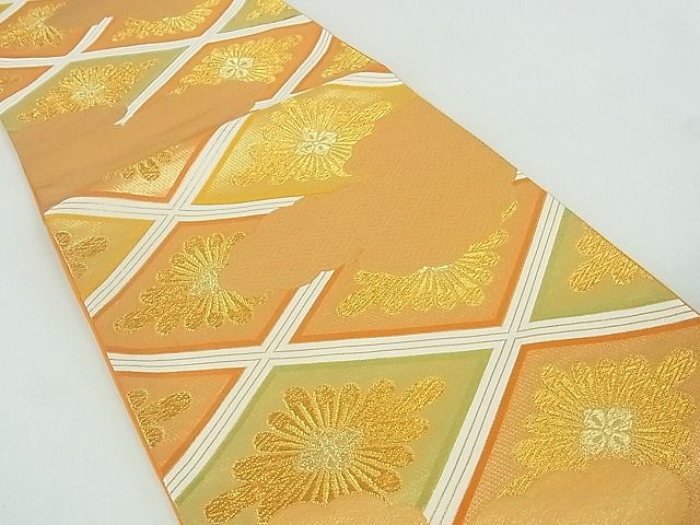 平和屋着物■六通柄袋帯 雲取り花菱文 金糸 逸品 sf1148