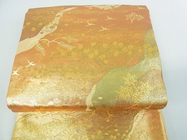 平和屋着物■佐賀錦 六通柄袋帯 道長吹き寄せ舞葉文 金糸 逸品 sf1259