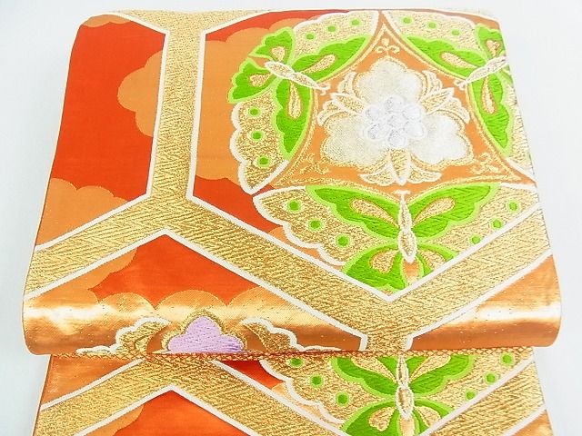 平和屋着物■六通柄袋帯 亀甲花文 金銀糸 逸品 sf1372