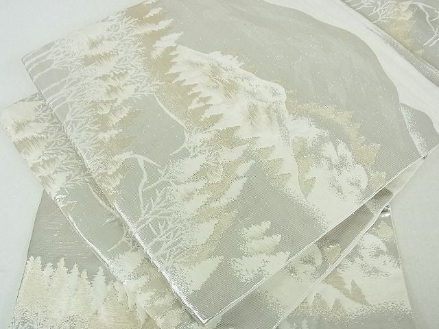 平和屋着物■六通柄袋帯 樹林風景文 金銀糸 逸品 sf1521