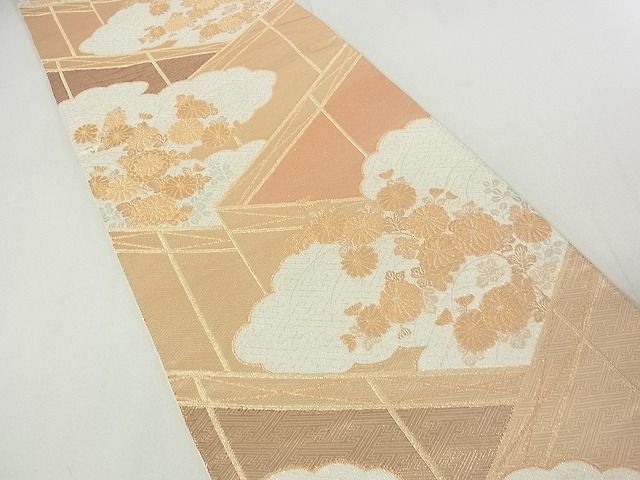平和屋着物■六通柄袋帯 雲取り菊文 金銀糸 逸品 sf1695