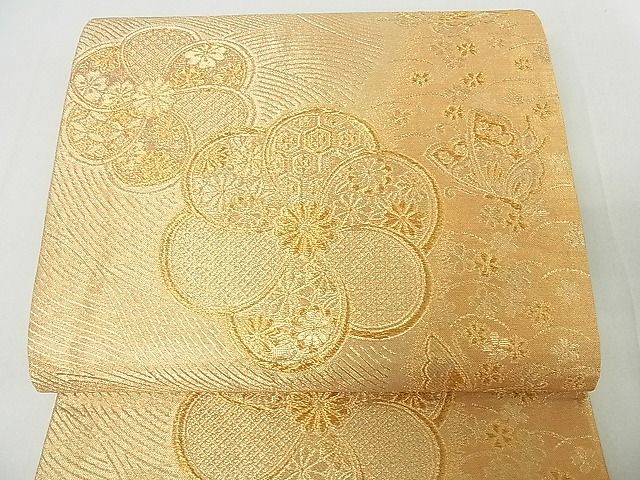 平和屋着物■六通柄袋帯 流水花蝶文 金糸 逸品 sf1728