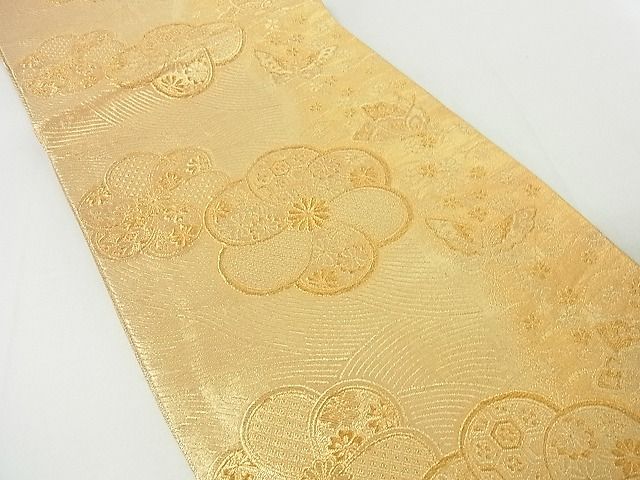 平和屋着物■六通柄袋帯 流水花蝶文 金糸 逸品 sf1728