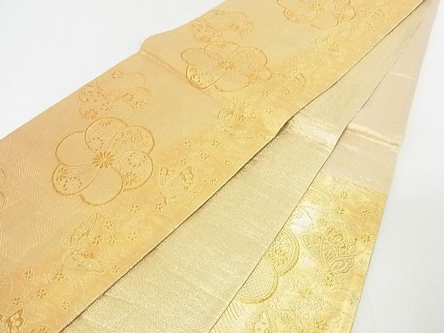 平和屋着物■六通柄袋帯 流水花蝶文 金糸 逸品 sf1728