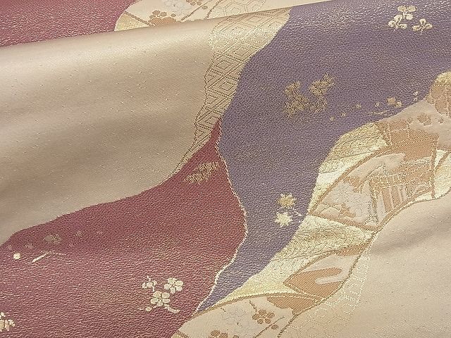 平和屋着物■六通柄袋帯 唐織 道長吉祥花文 金糸 逸品 n-sx0271