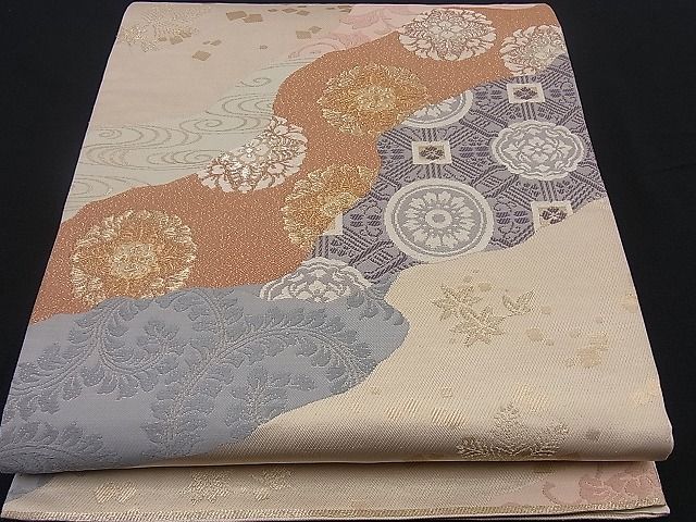 平和屋着物■六通柄袋帯 唐織 道長吉祥花文 金銀糸 逸品 n-sx0300