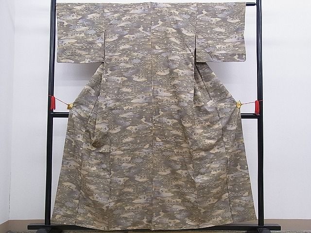 平和屋着物■上質な紬 雲取り吉祥文 逸品 n-sx0604