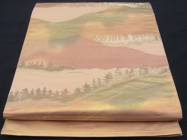 平和屋着物■六通柄袋帯 遠山樹林文 金糸 逸品 n-sx0699