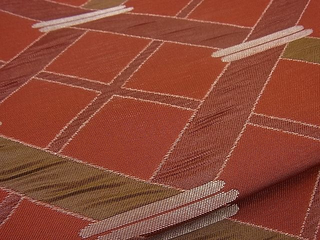 平和屋着物■六通柄袋帯 ふくれ織 竹垣文 銀糸 逸品 n-sx0723