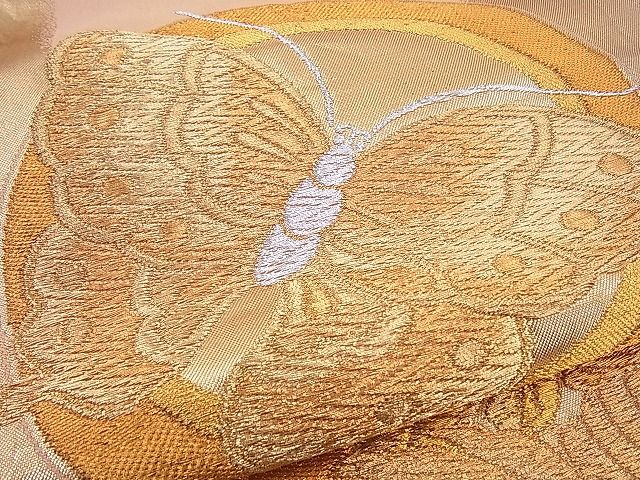 平和屋着物■六通柄袋帯 鳳凰桐丸文 金糸 逸品 n-sx0769