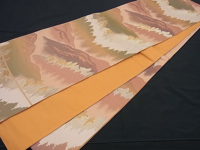 平和屋着物■六通柄袋帯 遠山風景文 金糸 逸品 n-sx0811