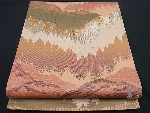 平和屋着物■六通柄袋帯 遠山風景文 金糸 逸品 n-sx0811