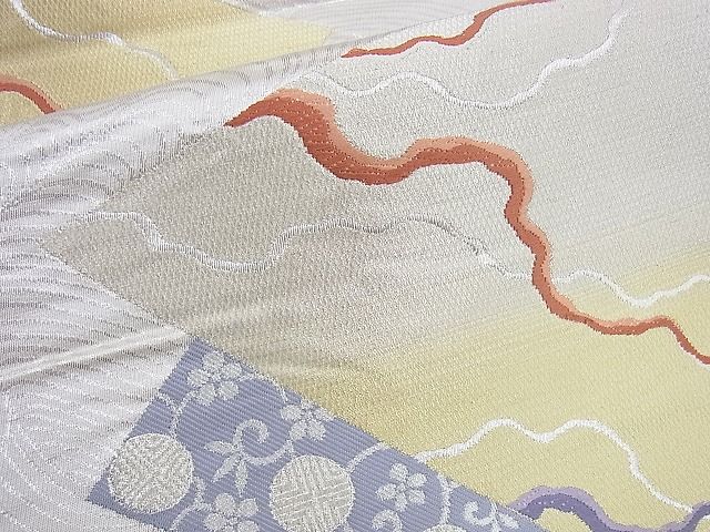 平和屋着物■六通柄袋帯 唐織 道長色紙重ね文 金銀糸 逸品 n-sx0813