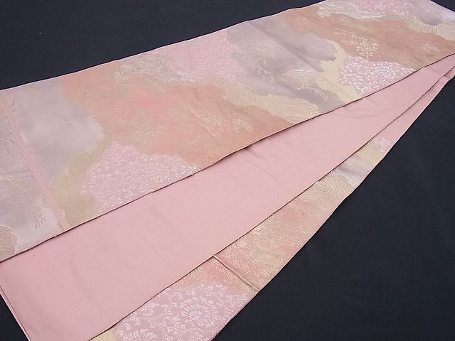 平和屋着物■六通柄袋帯 道長花唐草文 はく錦 金銀糸 逸品 n-sx0848
