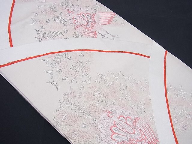 平和屋着物■六通柄袋帯 唐織 綾つづれ 孔雀文 銀糸 逸品 n-sx0851