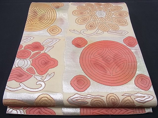 平和屋着物■六通柄袋帯 変わり市松吉祥文 金糸 逸品 n-sx0871