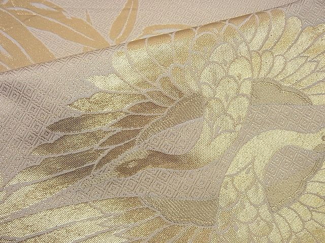 平和屋着物■六通柄袋帯 向かい鶴笹竹文 金糸 逸品 n-sx0895