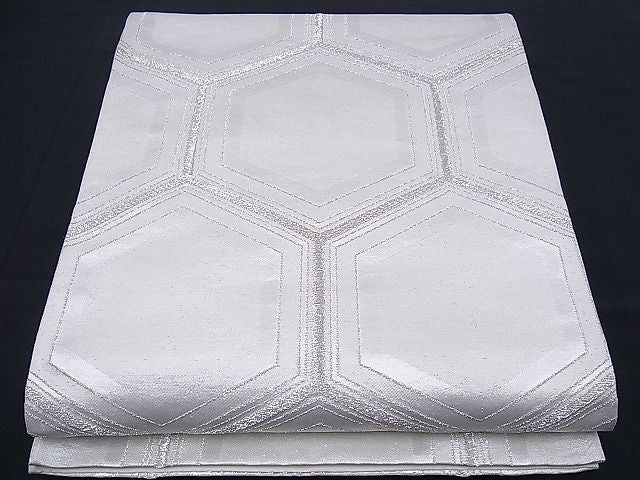 平和屋着物■六通柄袋帯 亀甲文 銀糸 逸品 n-sx0897