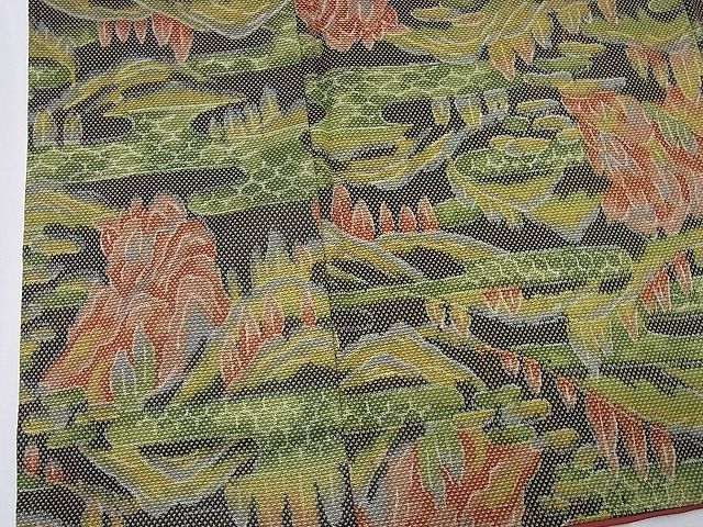 平和屋着物■上質なお召 エ霞遠山文 逸品 n-sx1097