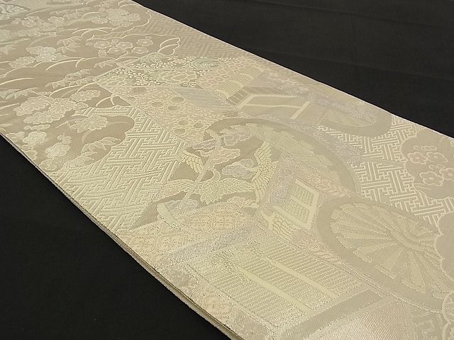平和屋着物■六通柄袋帯 桃山絵巻文様 プラチナ箔 逸品 n-sx1207